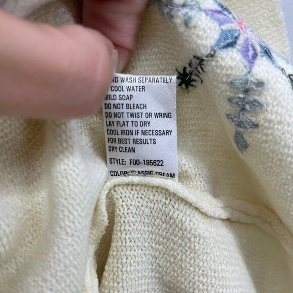 VTG Northern Isles Sweater Cream Fairisle Snowflake Mock Neck Soft Y2K Apres Ski - Picture 7 of 7